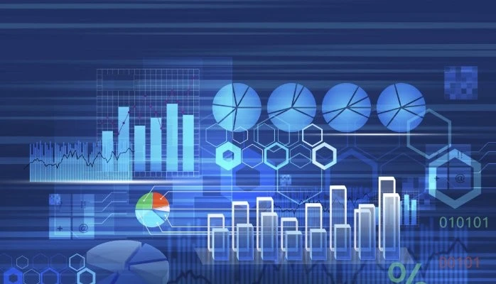 Abstract digital illustration featuring graphs, charts, and hexagonal patterns, symbolizing data-driven insights and advanced IT consultancy solutions.