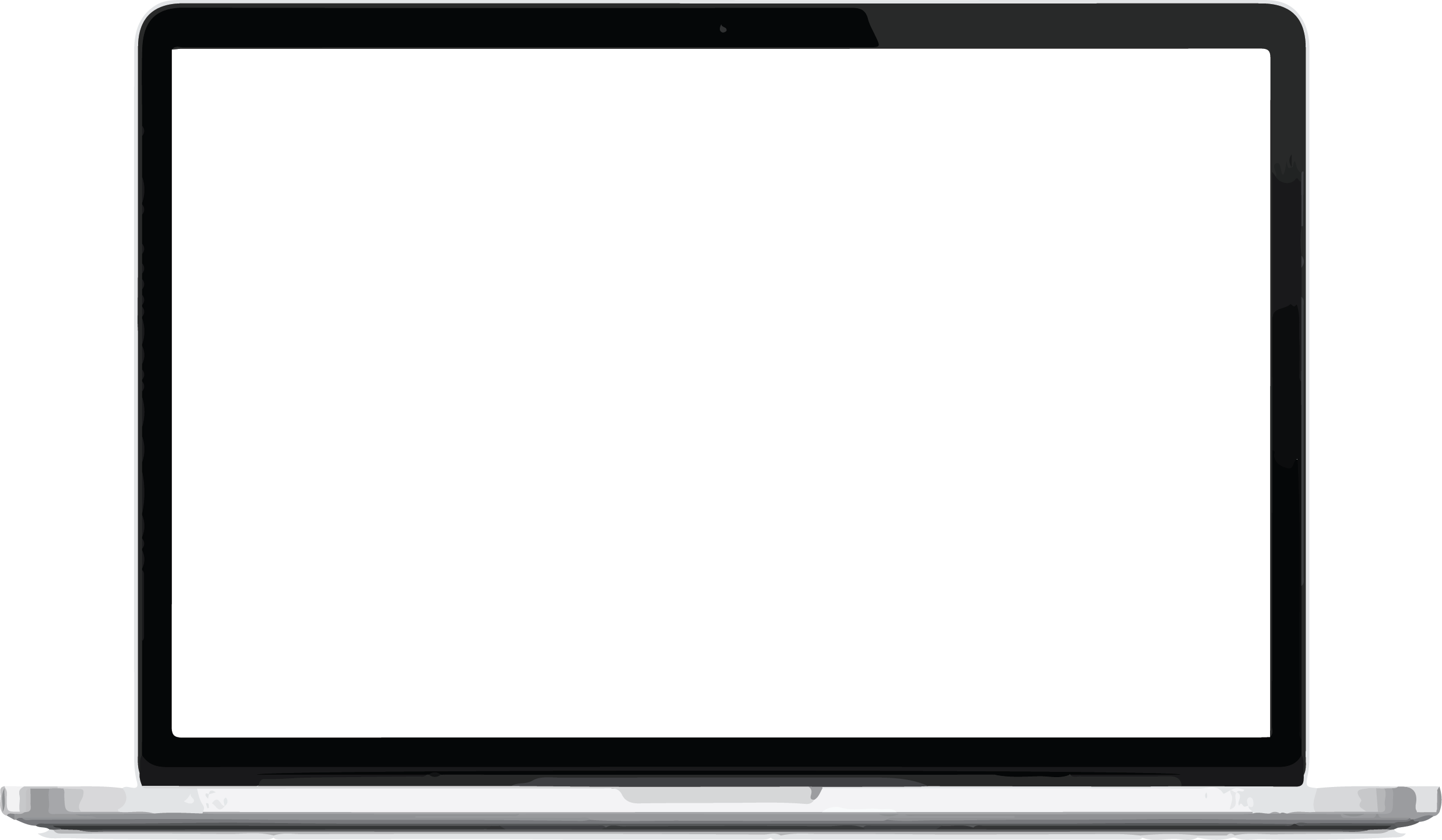An image of a blank MacBook laptop screen, ideal for showcasing digital content or presentations in a clean, minimalist design.