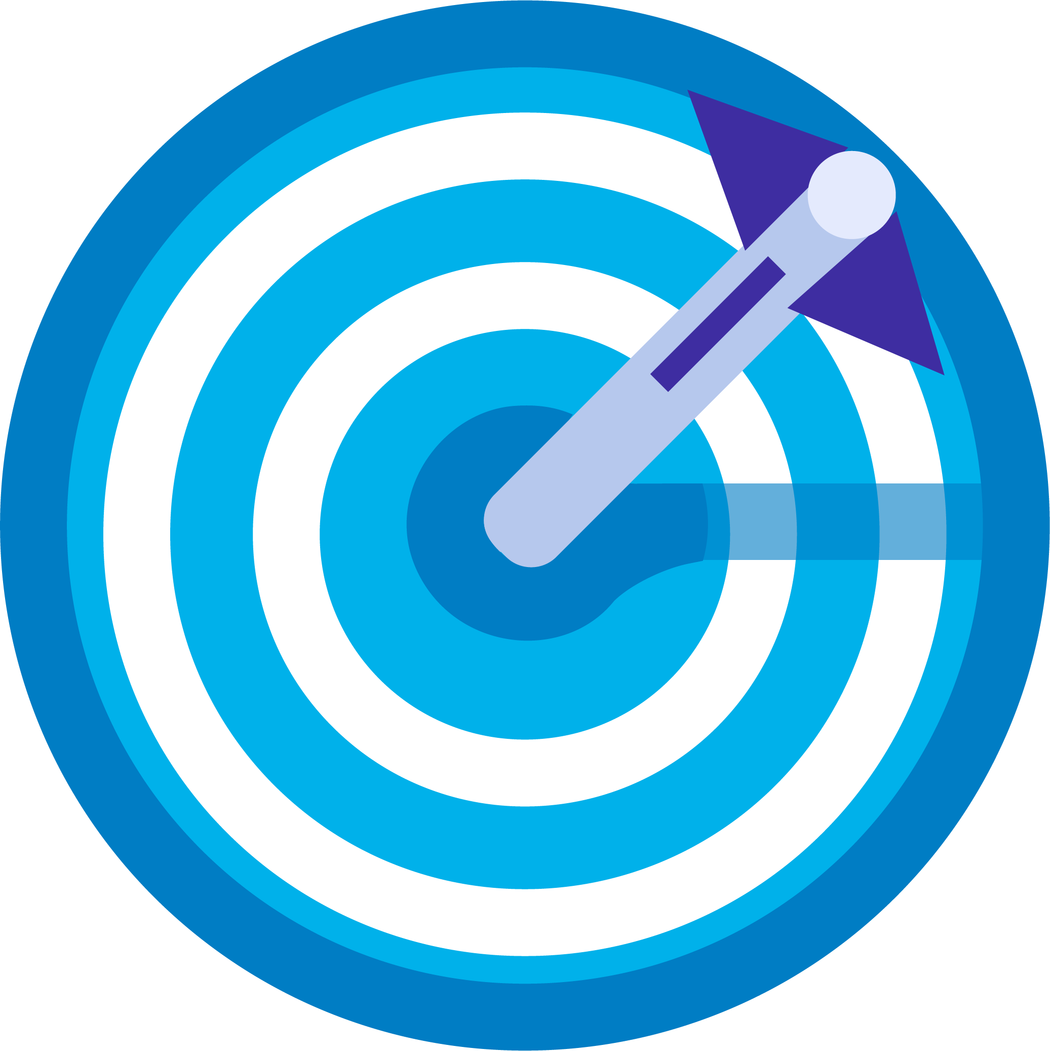 Dart hitting the center of a blue target, symbolizing the company's mission to achieve focused goals